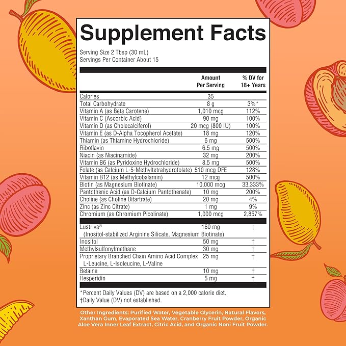MaryRuth Organics Liquid Multivitamin+Hair Growth | Biotin 10000mcg | Lustriva Hair Growth Supplement | Clinically Tested in Women for Thicker Hair&Facial Wrinkle | Skin Care | Ages 18+ | 15.22 Fl Oz
