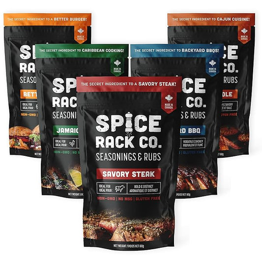 Spice Rack Co BBQ Seasonings And Rubs - Smoking & Grilling Spices and Seasonings Sets, BBQ Accessories & Smoker Accessories Gifts For Men, Unique Grilling Gifts For Men Who Have Everything (5pk)