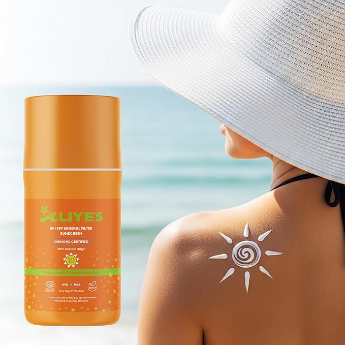 Aliye’s Organic Sunscreen SPF 50+ | Ecocert Cosmos Certified | 100% Mineral & Vegan Sun Protection | Safe for Sensitive Skin | 50ml (White)
