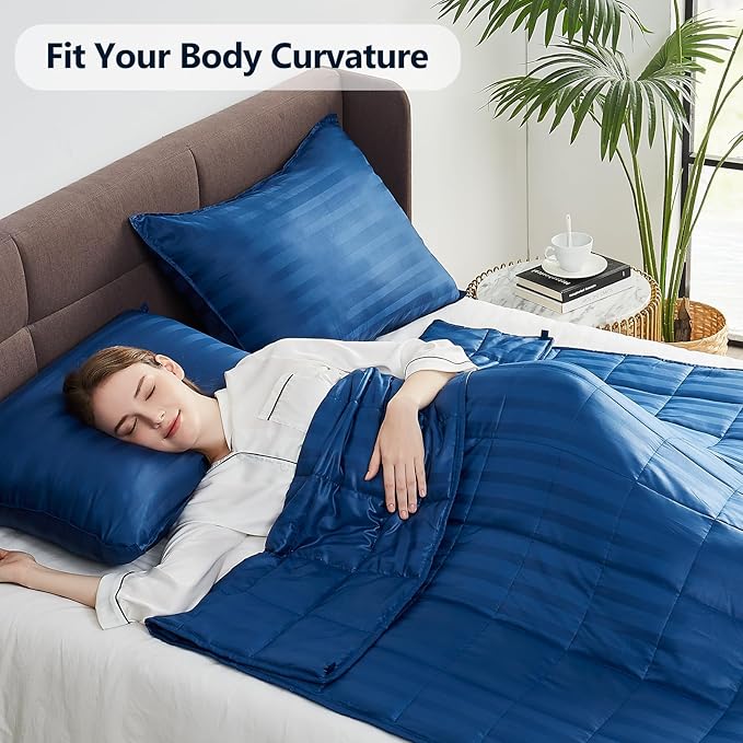 Weighted Blanket Queen/King Size (80"x87" 20lbs),Ultra Soft and Cozy Cooling Weighted Blanket for Adult,Heavy Blanket with Machine Washable Soft Blanket, Navy Blue