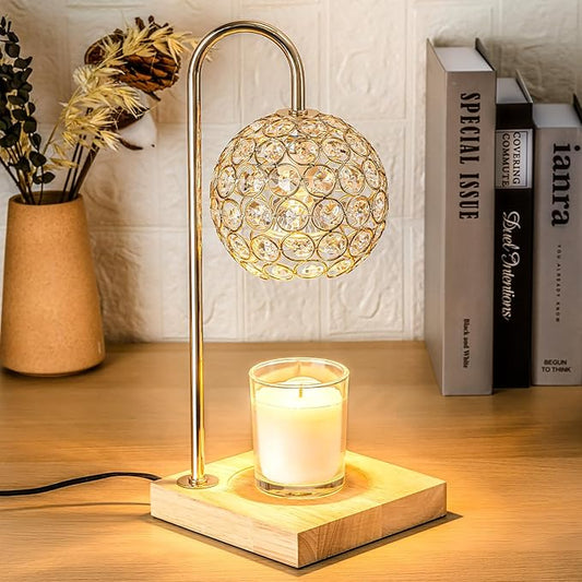 Marycele Candle Warmer Lamp with Timer, Round Diamond Home Decor Gifts for Mom Women, Gold Diamond Lamp, Western Bedroom Accessories, Birthday Gifts for Women, Wax Warmer for Jar Candles