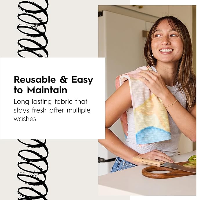 GEOMETRY Spring Kitchen Towels - Double Sided, Quick Dry Microfiber Cloth - Spring & Summer Dish Towels for Kitchen Drying - Premium Quick Dry Towel - Dancy, 18" x 30" - 1-Pack