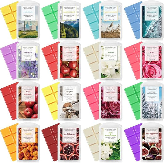 SCENTORINI Scented Wax Melts, Long Lasting Wax Melts 16 Pack, Wax Melts Wax Cubes Strong Scent, for Wax Warmer, Holiday Season