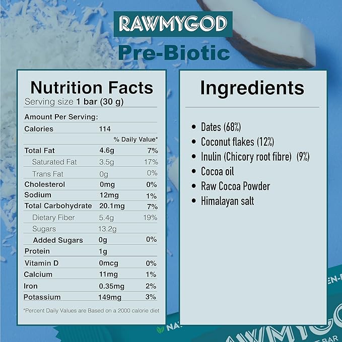 RAWMYGOD Fruit and Nut Bars, Gluten Free, Vegan, No Added Sugar (20 bars, Vitality Pack - 5 Prebiotic, 5 Moringa, 5 Baobab, 5 Daily)