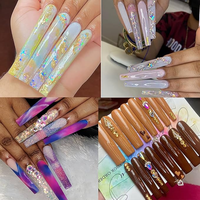 UNA GELLA Extra Long Square Gel Nail Tips 120pcs 12 Sizes Acrylic Soft Nail Jelly Gelly Tips DIY