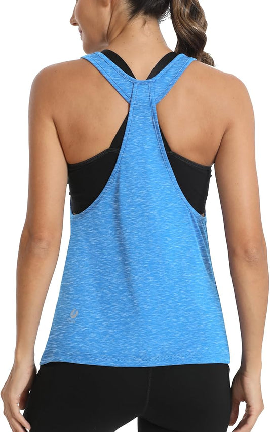 ICTIVE Workout Tops for Women Sleeveless Open Back Muscle Racerback Exercise Tank Shirts