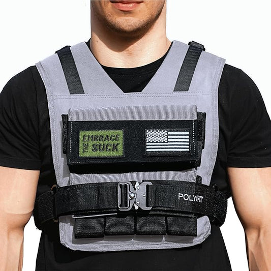 Polyfit (Warrior) Adjustable Weighted Vest - 25lb | 35lb | 45lb - Weight Vest with Adjustable Iron Weights for Men and Women for Workouts, Strength Training, Rucking