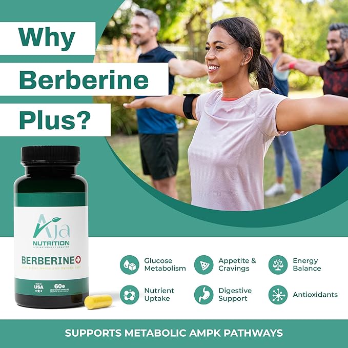 Berberine Plus – Triple Action Metabolic Support Supplement with Berberine HCl 500mg, Bitter Melon & Banaba Leaf – 1250mg Herbal Actives – Energy & Digestive Support – 60 Vegan Capsules