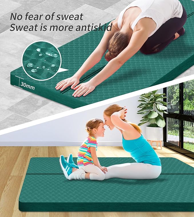 nuveti Large Exercise Mat - 15mm/20mm/30mm Thick Yoga Mat | Workout Mat for Fitness, Yoga, Pilates, Stretching & Floor Exercises for Women & Men with Free Carrying Bag
