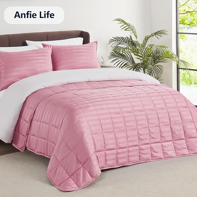 Weighted Blanket Twin Size (48"x72" 20lbs),Ultra Soft and Cozy Cooling Weighted Blanket Twin Size for Adult,Heavy Blanket with Machine Washable Soft Blanket, Pink