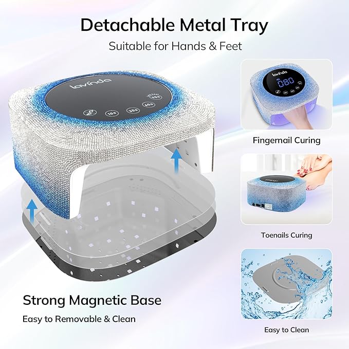 Lavinda UV Light for Gel Nails, 54W UV LED Nail Lamp Cordless Rechargeable Nail UV Lamp Nail Light with 4 Timer and LCD Display, Professional Nail Polish Curing Lamp Nail Dryer for Salon Use