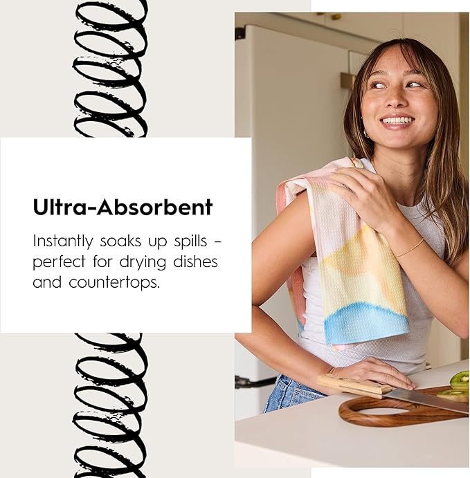 GEOMETRY Spring Kitchen Towels - Quick Dry Microfiber Cloth Spring & Summer Dish Towels for Kitchen Drying - Premium Quick Dry Towel - Paradise Blooming, 18" x 30" - 1-Pack