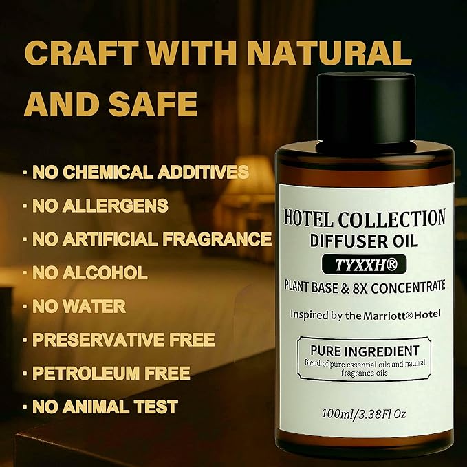 Hotel Collection Diffuser Oil, Marriott Inspired Essential Oils for Waterless, Cold Air, Ultrasonic & Reed Diffusers, HVAC, Long-Lasting 5-Star Hotel Fragrance for Home, Office, Spa - 3.38fl oz/100ml