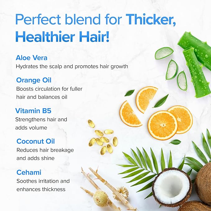 Hair Growth Shampoo for Thinning Hair and Hair Loss - Volumizing and Thickening Sulfate-Free Formula for Men and Women - Enhances Shine and Body for Color-Treated Hair with Aloe Vera (8oz)