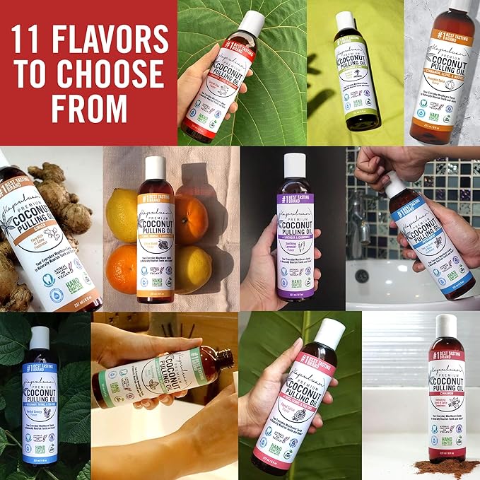 Kapuluan Coconut Oil Pulling for Teeth and Gums Mouthwash, 100% Pure and Natural, Non-GMO, Ayurvedic – Peppermint Pulling Oil