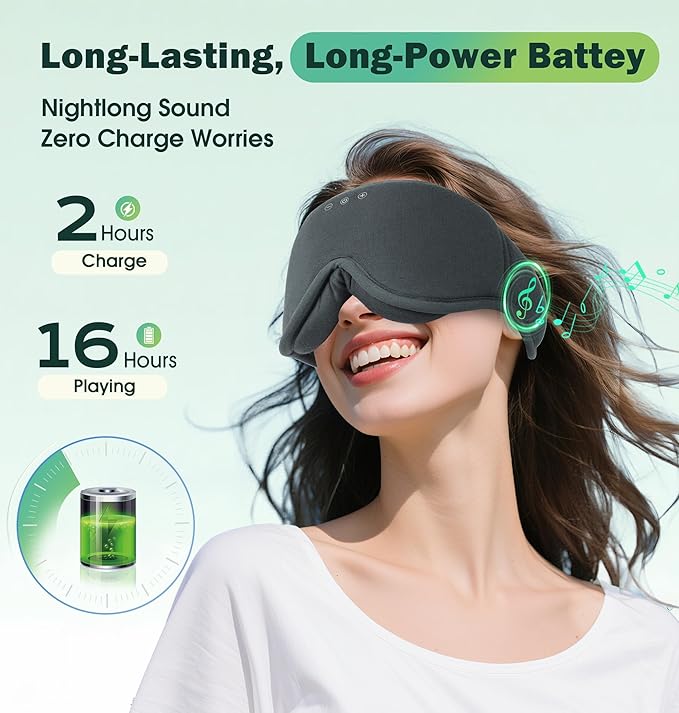 Sleep Mask with Headphones Bluetooth 5.4，LC-dolida 2025 New 3D Bluetooth Sleep Mask Headphones with Soft Bamboo Cotton for Side Sleepers Women Men, Sustainable Luxury for Better Sleep