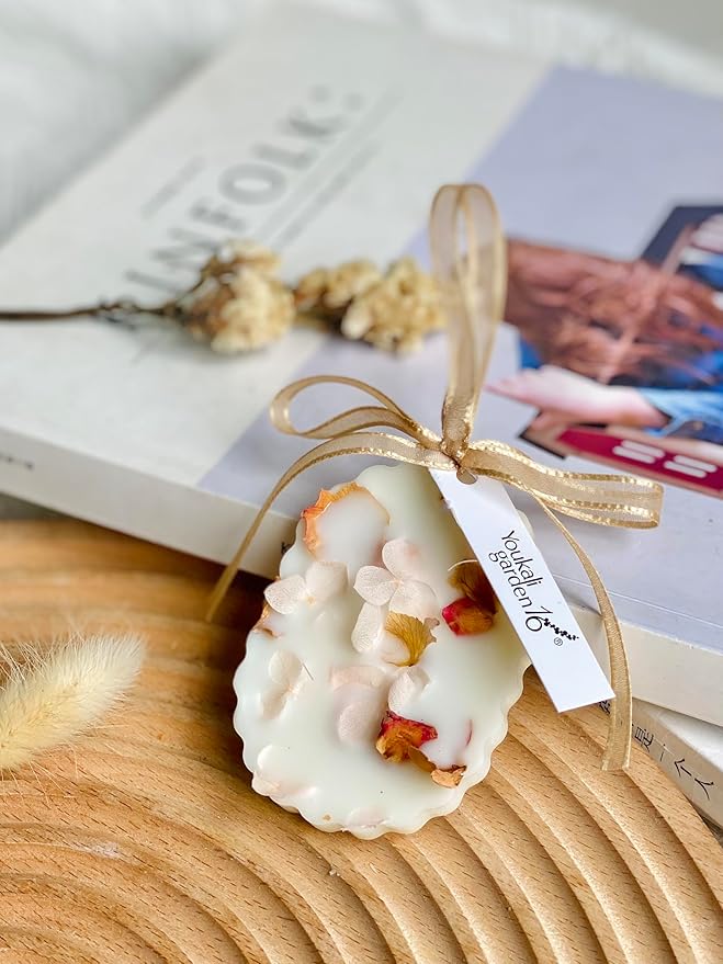 Handmade Aromatherapy Wax Tablets - 100% Natural Soy Wax & Plant Essential Oils Dried Flower for Closet Bathroom Drawer Bedroom Fragrance Scented (Rose des Vents)