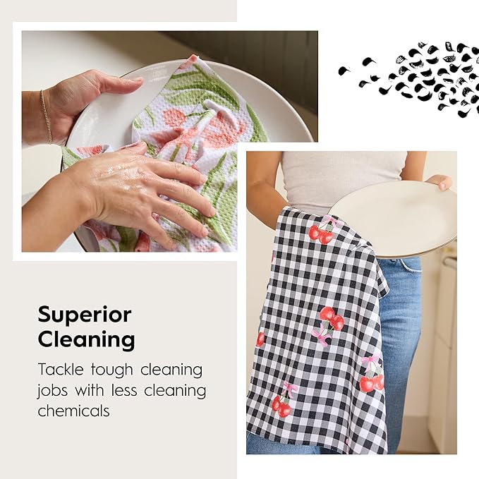 GEOMETRY Spring Kitchen Towels - Quick Dry Microfiber Cloth Spring & Summer Dish Towels for Kitchen Drying - Premium Quick Dry Towel - Cute Banana Lines, 18" x 30" - 1-Pack