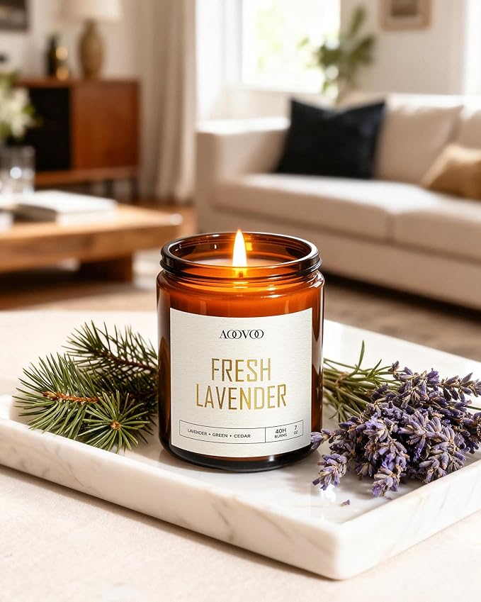 AOOVOO Candles Set - 6PC Scented Candles, Soy Candle, Aromatherapy Candle, Soy Wax Candle, Candle for Home Scented, Lavender/Vanilla/Eucalyptus/Sage/Citrus/Rose