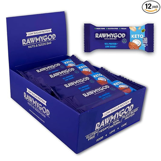 RAWMYGOD Fruit and Nut Bars, Gluten Free, Vegan, No Added Sugar (12 bars, Keto)