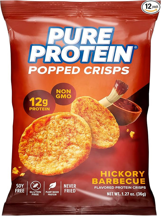 Pure Protein Popped Crisps, Hickory Barbecue, High Protein Snack, 12G Protein, 1.27oz., 12 Count