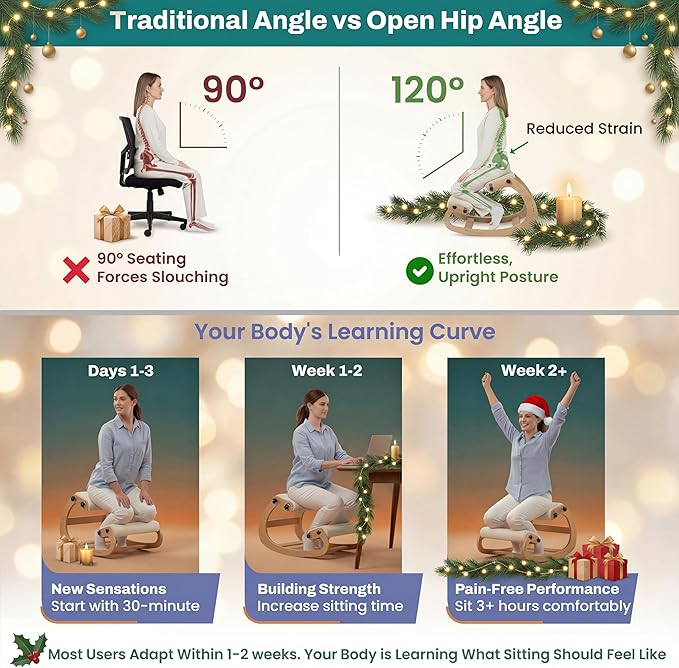 NYPOT Ergonomic Kneeling Chair with Adjustable Seats - Knee Chair for Posture Correction & Kneel Rocking Stool for Desk - Back Pain Relief for Home and Office, Supports 250 pounds - 5 Years Warranty