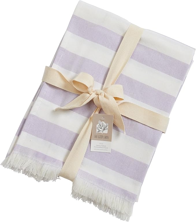 The Good Earth | 4 Pack Oversized Turkish Beach Towel Set Made of 100% Cotton | Luxury Turkish Beach Towels 35" x 78" | Turkish Beach Towels Oversized | Designed in USA | Ancara - Lilac