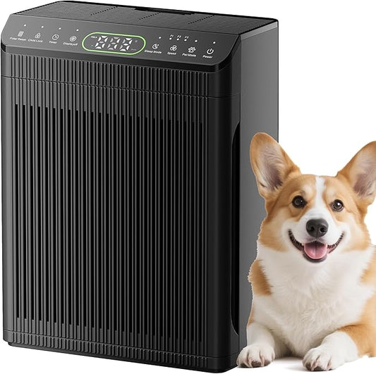 Air Purifiers for Home Large Room up to 2200sq.ft with Washable Filters, EVALIT Air Purifier for Bedroom with Fragrance, PM 2.5 Display Air Quality Sensor for Smoke Dust Odors, Black, 1Pack+3Modes