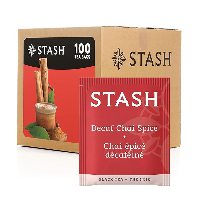 Stash Tea Decaf Chai Spice Black Tea, Box of 100 Tea Bags (Packaging May Vary)