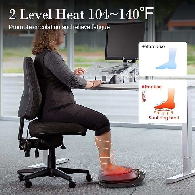 Foot Massager for Neuropathy, FSA Eligible HSA Adjustable Vibration Foot Massager with Heat & Remote Control, Electric Feet Massager for Legs Circulation, Plantar Fasciitis Pain, Stress Relief