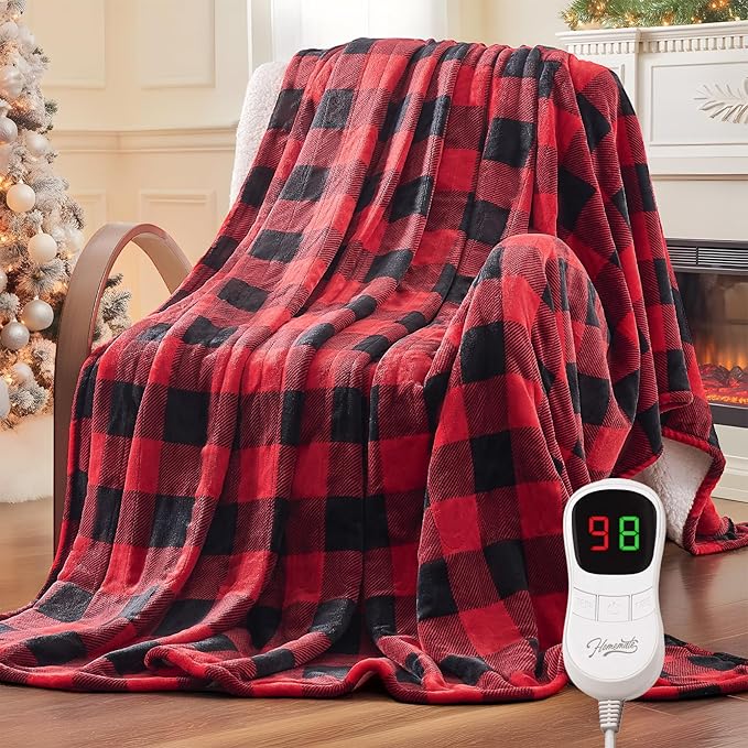 HomeMate Electric Blanket Heated Full Size - 72“x84“ Ultra Soft Cozy Flannel Heating Blanket with 10 Fast Heat Levels 8 Hours Auto Off Over-Heated Protection ETL Certification Keep Warm in Home Office