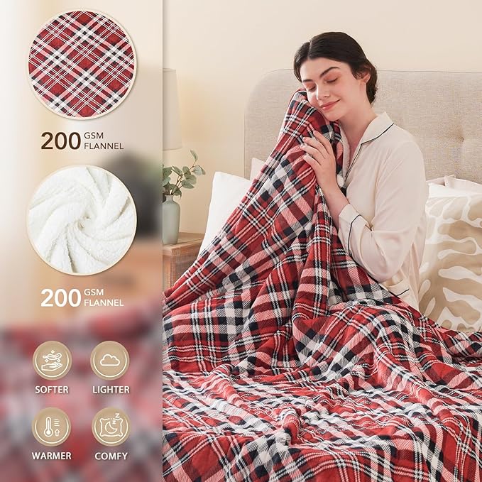 HomeMate Electric Blanket Heated Full Size - 72“x84“ Ultra Soft Cozy Flannel Heating Blanket with 10 Fast Heat Levels 8 Hours Auto Off Over-Heated Protection ETL Certification Keep Warm in Home Office