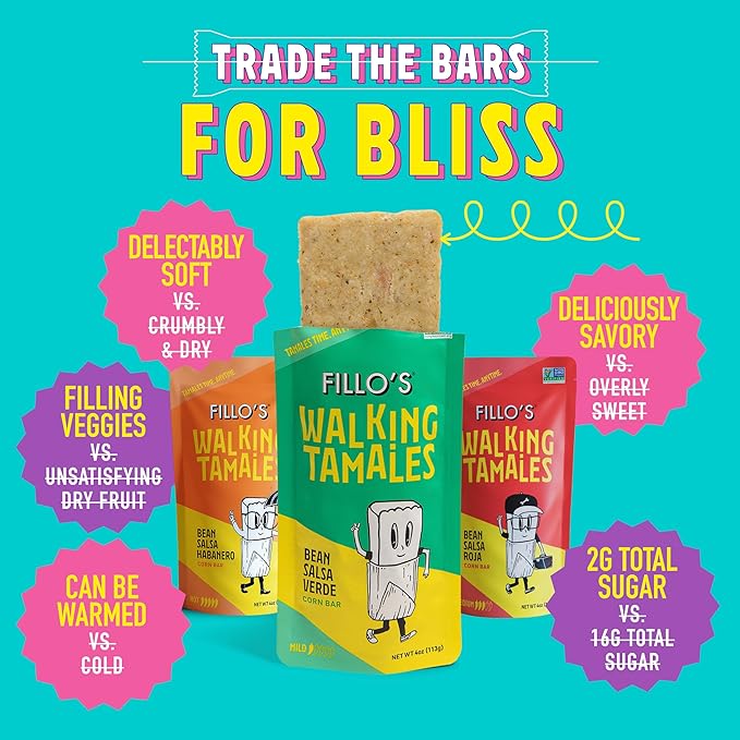 Fillo's Walking Tamales, Savory Variety Pack of 7, Ready-to-Eat Meals, Delicious, Gluten-Free, Preservative-Free, Vegan Friendly, Microwavable, Non-GMO (3 Salsa Verde, 2 Salsa Roja, 2 Habanero)