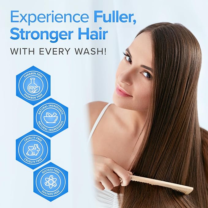 Hair Growth Shampoo for Thining and Hair Loss - Sulfate Free for Men and Women - Shinier, Volumizing and Thickening Shampoo for Color Treated Hair with Aloe Vera (16oz)