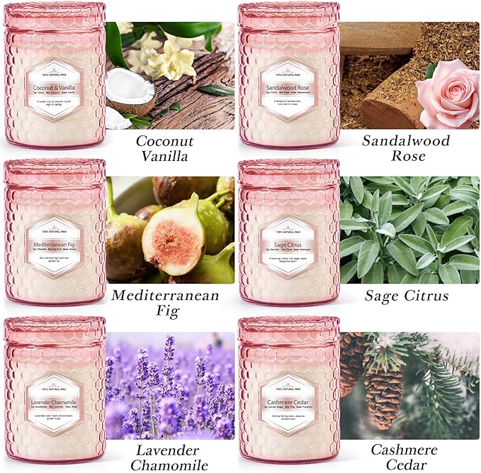6 Pack Soy Wax Candles Sets, Scented Candles Gifts Sets for Women Birthday Christmas, 5.5 Oz Each Natural Aromatherapy Candles for Home, Spa, Relaxation & Home Decoration