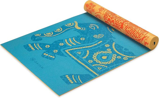 Gaiam Yoga Mat - Premium 6mm Print Reversible Extra Thick Non Slip Exercise & Fitness Mat for All Types of Yoga, Pilates & Floor Workouts (68" x 24" x 6mm Thick)