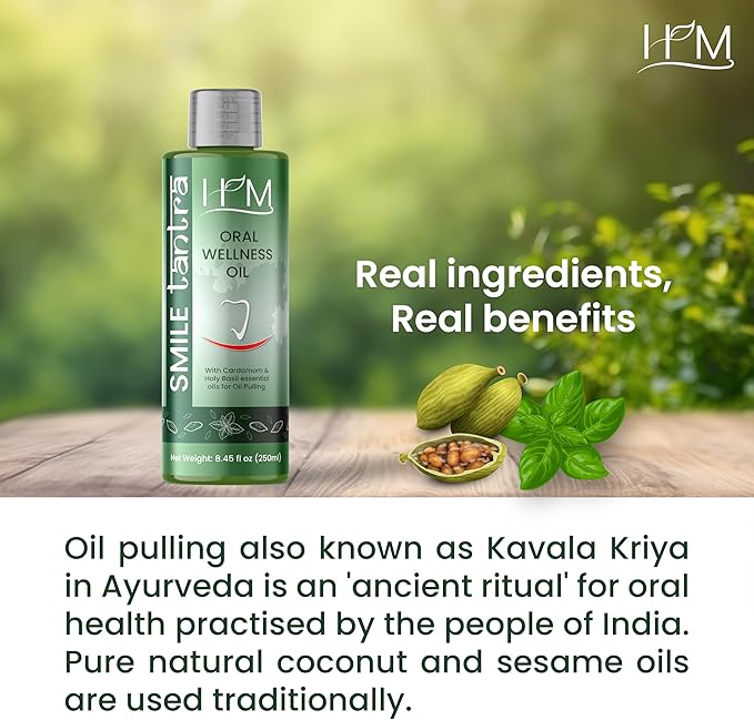 Smile Tantra Oil Pulling with Cardamom & Holy Basil Essential Oils for Oral Health, Healthy Teeth & Gums, Alcohol Free Mouthwash, Teeth Whitening, for Dry Mouth, Bad Breath & Freshens Mouth-8.45 FL