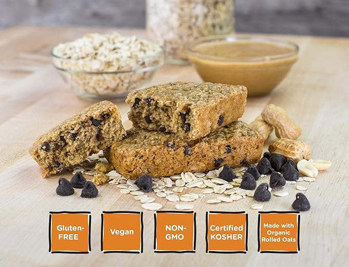 Bobo's Oatmeal Bars, Peanut Butter Chocolate Chip, Gluten Free Vegan Whole Grain Oat Bars, Pack of 12