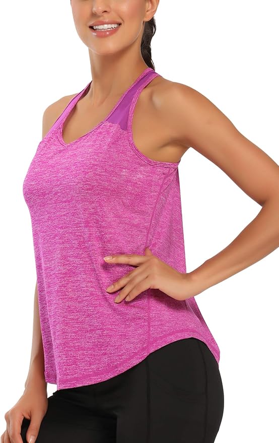 Aeuui Womens Workout Tops for Women Racerback Tank Tops Mesh Yoga Shirts Athletic Running Tank Tops Sleeveless Gym Clothes