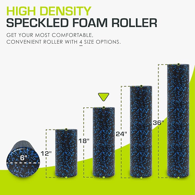ProsourceFit High Density Foam Rollers 12 - inches Long, Firm Full Body Athletic Massage Tool for Back Stretching, Yoga, Pilates, Post Workout Muscle Recuperation