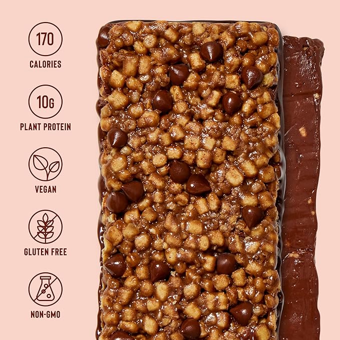 Mezcla Puff Crispy Protein Bars, Gluten Free & Vegan Protein Bars, 10g Protein, Alt for Crispy Rice Treat, Granola Bars & Breakfast Bars, Healthy Snacks for Adults, Hot Chocolate, 12 Pack