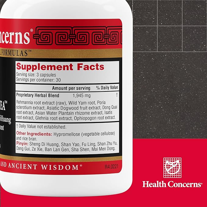 Health Concerns Nine Flavor Tea – Immune Support, Kidney Support & Lymphatic Health – Chinese Herbal Supplement for Oral Health, Night Sweats, Blurred Vision – 90 Capsules