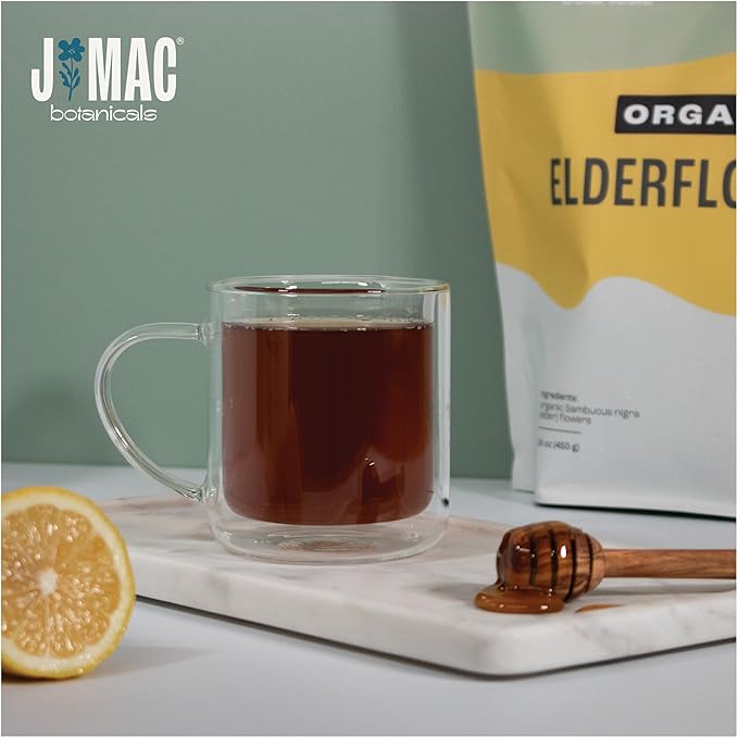 J MAC BOTANICALS Organic Elderflower, Herbal Tea - 4 Ounces