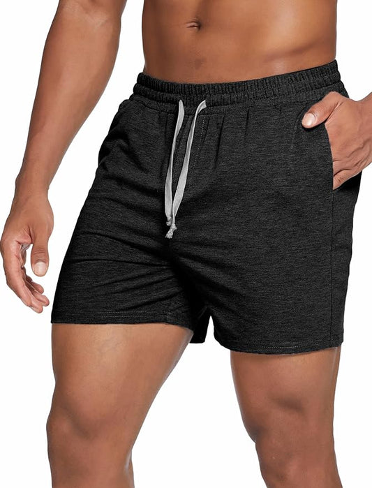 Deyeek 5.5 Inch Mens Pajama Shorts Sleep Cotton Lounge PJ Lightweight Elastic Waist Drawstring Nightwear Bottom with Pockets