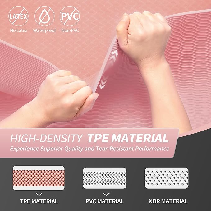 CAMBIVO Yoga Mat for Women Men Kids, 1/3 & 1/4 & 2/5 Inch Extra Thick Yoga Mat Non Slip, 72" x 24" TPE Yoga Mats, Workout Mat with Carrying Strap for Yoga, Pilates and Floor Exercises