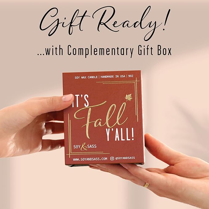 Fall Candles - 'Farmhouse' Autumn Scented Soy Candles for Home, w/Cinnamon, Clove & Pine I Infused with Essential Oils I Farmhouse Décor, 9oz Reusable Jar, 50Hr Burn, Made in USA