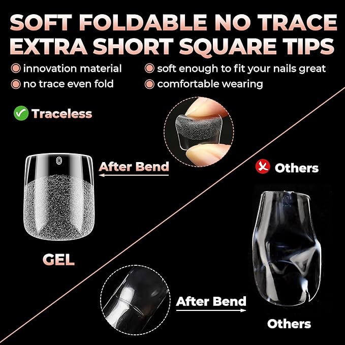 UNA GELLA Nail Tips Square: Pre-etched Matte Extra Short Square Soft Gel Nail Tips Full Cover 120pcs False Fake Nails Tips for Acrylic Nails Clear Gelly Tips Home DIY Salon 12 Sizes for Women