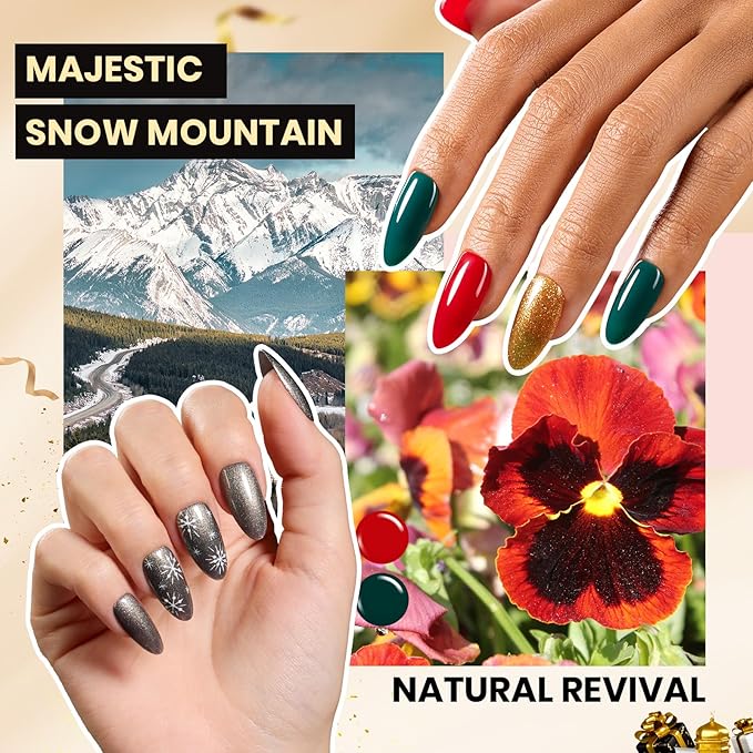 Beetles Gel Nail Polish Kit with U V Light - 68 Pcs Nails Kit 45 Colors Winter Christmas Gel Polish Set Mystic Wonderland Soak Off Red Green Nude DIY Manicure Nail Salon Gifts for Women Teens Girls