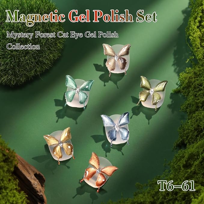 Double Rhythm 0.5 OZ Cat Eye Gel Polish with Magnet 15ML Holographic Glitter Shimmer Translucent Jelly Color Magnetic Nail Polish Salon DIY at Home (Winter Green-MC1275)