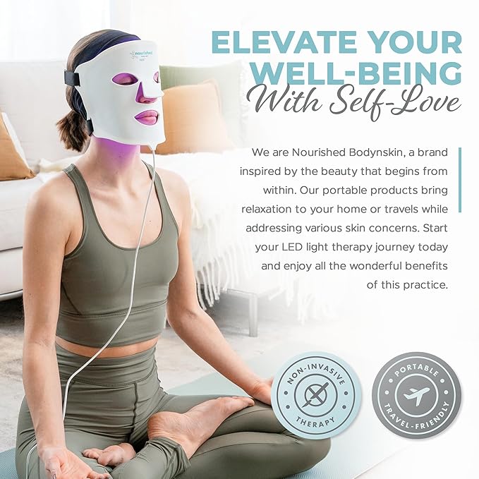 7 Colors LED Face Mask with Near-Infrared - Blue, Red Light Therapy for Face - 114 LEDs - Skincare Tool for Wrinkles, Anti-Aging